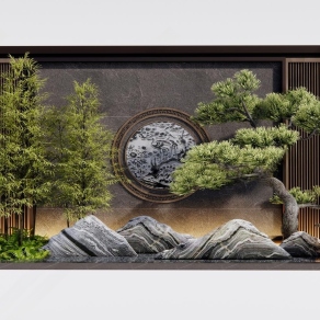 新中式景观造景3D模型下载